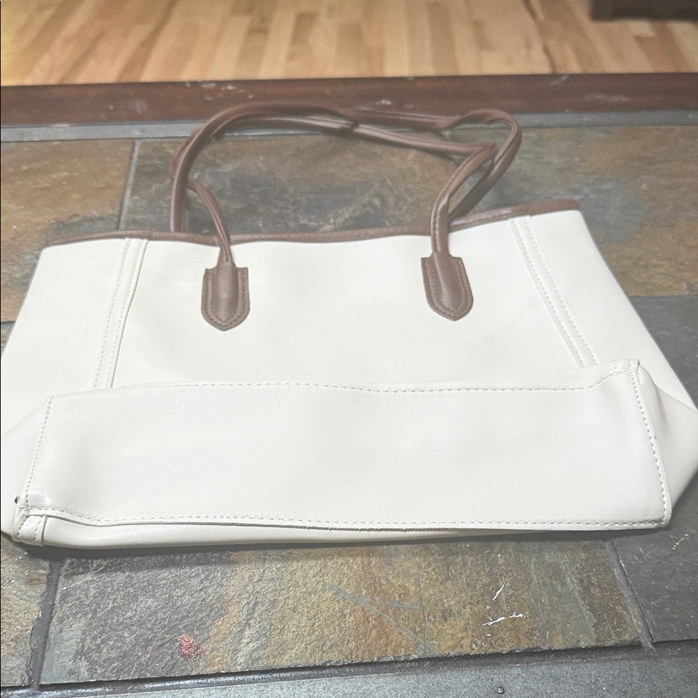 Elegant Cream and Brown Tote Bag